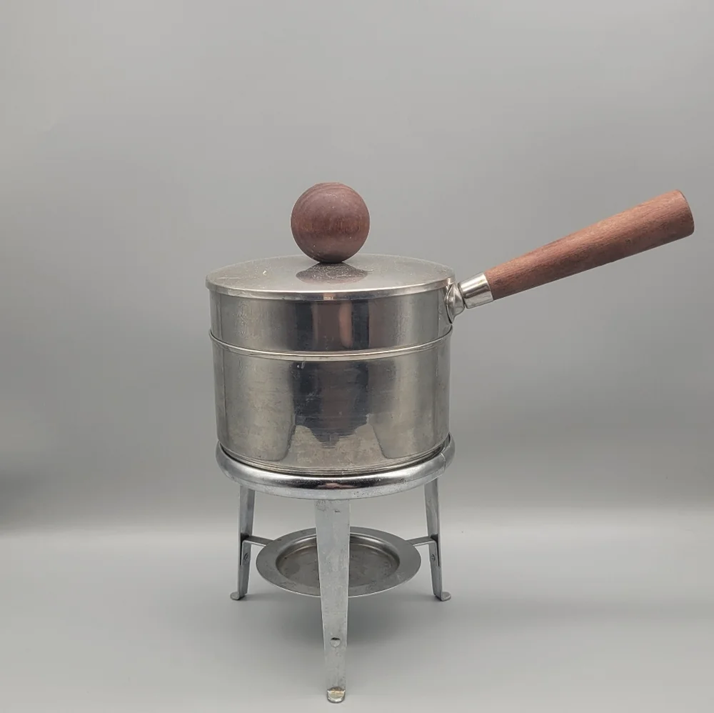 Vintage Fondue Pot Ernest Sohn mid Century modern Stainless steel chafing dish - Picture 2 of 7